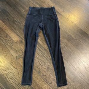 Athleta Black Leggings XS Suede Panel EUC